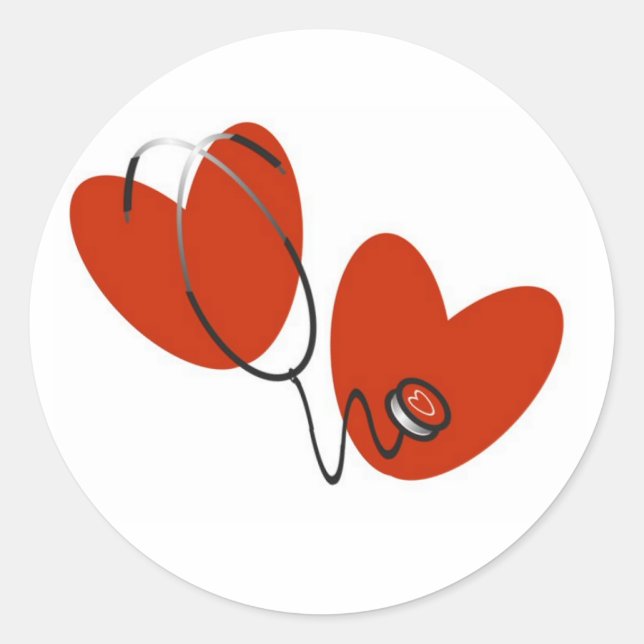 Herzen und Stethoskop-T - Shirts und Geschenke Runder Aufkleber (Vorderseite)