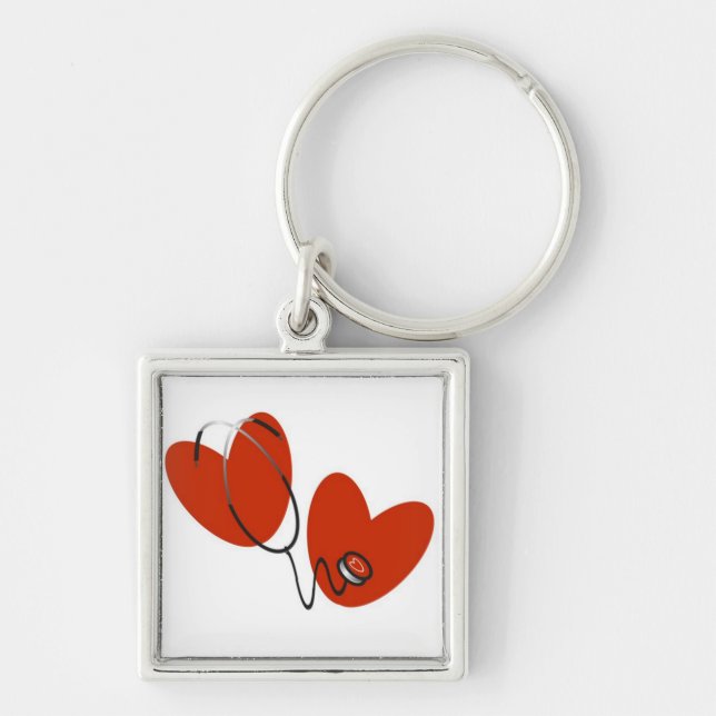 Herzen und Stethoskop-T - Shirts und Geschenke Schlüsselanhänger (Vorne)