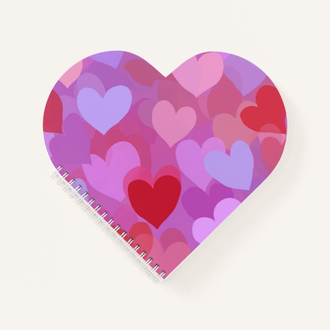 Herzen Valentinstag Liebesdesign Notizbuch (Vorderseite)