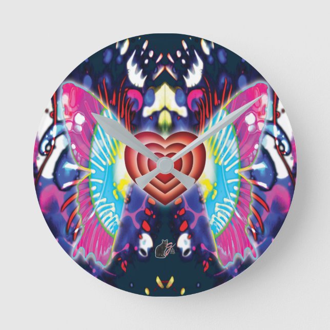 Herzen von Glys Runde Wanduhr (Vorderseite)