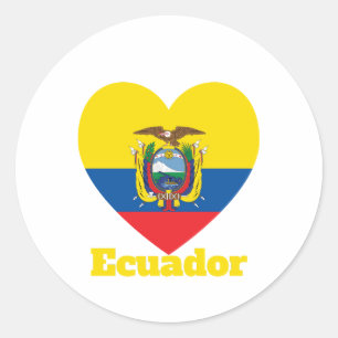 Herzenflagge Ecuador Runder Aufkleber