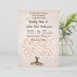 Herzenleder Blütenrot Pink Tree Taube Hochzeit Einladung