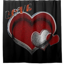 Herzenmagic Black Duschvorhang mit Liner