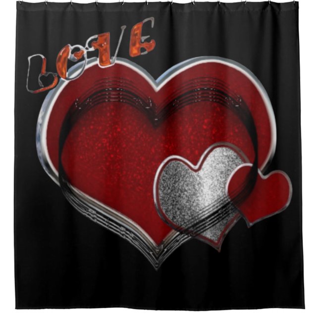 Herzenmagic Black Duschvorhang mit Liner (Vorderseite)