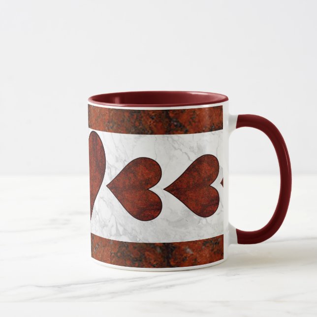 Herzenmuster aus Rotstein Tasse (Rechts)