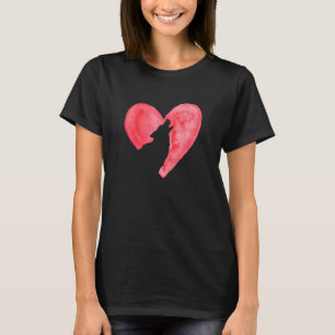 Herzenschwarzer Wolf Pet Wolf Tier Valentinstag T-Shirt