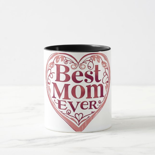 Herzenscroll Beste Mama je Muttertag Tasse (Zentrum)