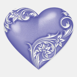 Herzenscroll Lavender Blue w White Herz-Aufkleber