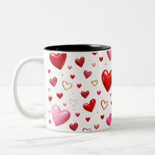 Herzensglück - romantisches Herzdesign Zweifarbige Tasse