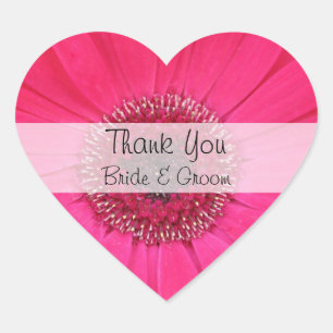 Herzenshochzeit Danke Stickers - Pink Gerbera