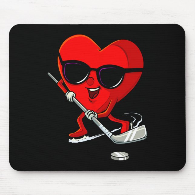 Herzenslust Eishockey Niedlicher Valentinstag Spor Mousepad (Vorne)