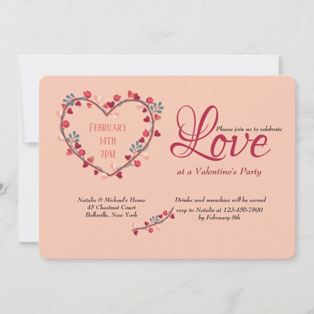 Herzenslust Valentinstag Party Einladung (Vorderseite)