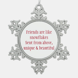 Herzerfreuende Freundschaft Weihnachtsverzierung Schneeflocken Zinn-Ornament