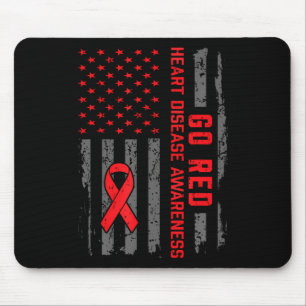Herzerkrankungen Amerikanische Flagge Go Rotes Her Mousepad