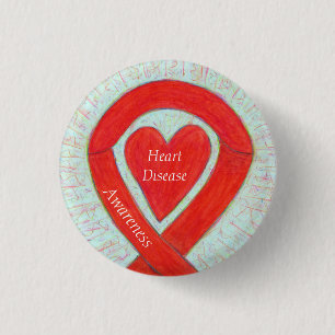 Herzerkrankungen Aufklärung Rotes Herz Ribbon But Button