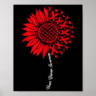 Herzerkrankungen Aufklärungsmonat Sonnenblume für  Poster