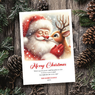 Herzerwärmende Santa und Rudolph Geschichte Weihna Feiertagskarte
