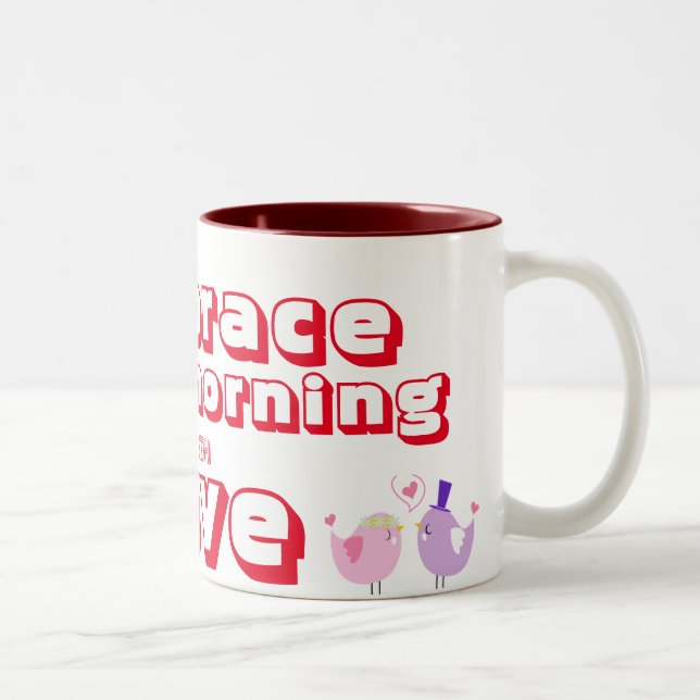 Herzerwärmende Vögel Zweifarbige Tasse (Rechts)