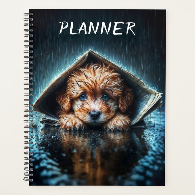 Herzerwärmender feuchter Hund bei Sturmwetter Planer (Vorderseite)