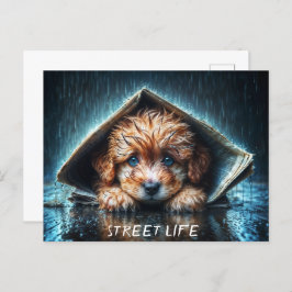 Herzerwärmender feuchter Hund bei Sturmwetter Postkarte