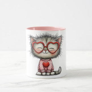 Herzerwärmender Kaffeebecher mit lächelnder Katze Tasse
