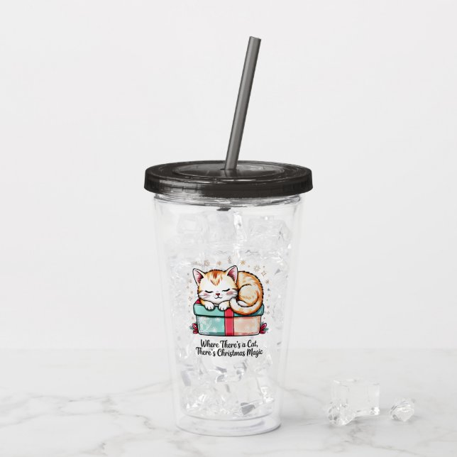 Herzerwärmendes Schlafendes Kätzchen - Geschenk fü Acryltrinkbecher (Rückseite Ice)