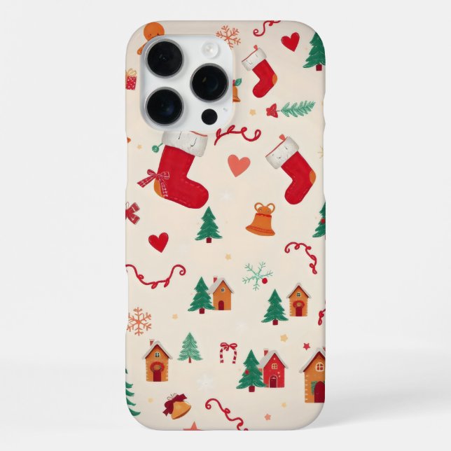 herzerwärmendes Weihnachtsmuster iPhone Hülle (Rückseite)