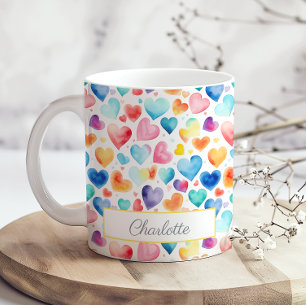 Herzfarbe Niedliche Liebe Individuelle Name Kaffeetasse