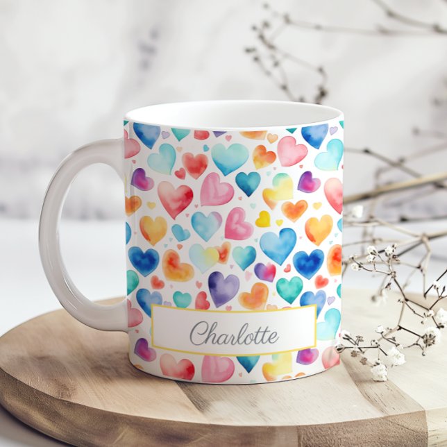 Herzfarbe Niedliche Liebe Individuelle Name Kaffeetasse (Von Creator hochgeladen)