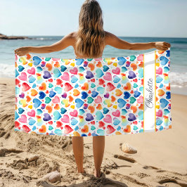 Herzfarbe Niedliche Liebe Individuelle Name Strandtuch