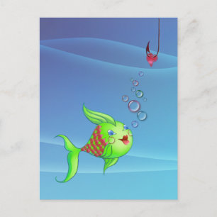 HERZFISH-BUBBLE VON SHARON SHARPE POSTKARTE