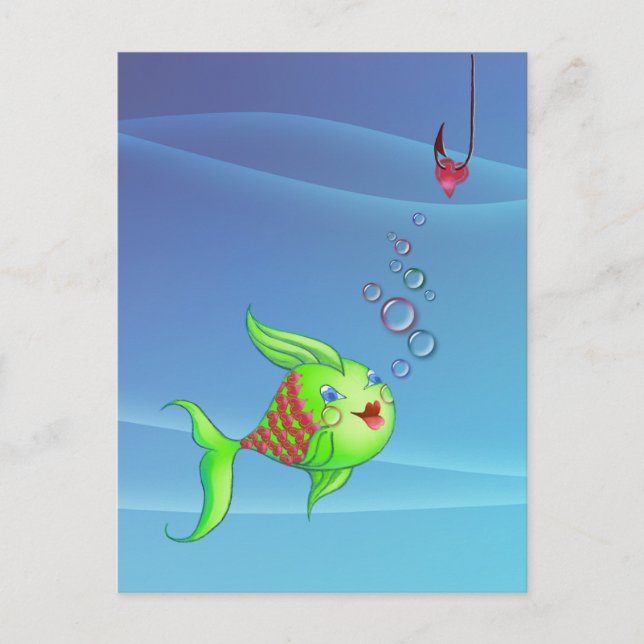 HERZFISH-BUBBLE VON SHARON SHARPE POSTKARTE (Vorderseite)