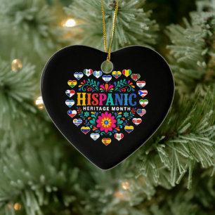 Herzflaggen des National Hispanic Heritage Month Keramik Ornament