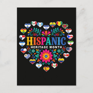 Herzflaggen zum National Hispanic Heritage Month Feiertagspostkarte