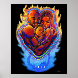 Herzflame Black Liebe Poster