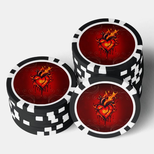 Herzflammen. Pokerchips (Stapel)