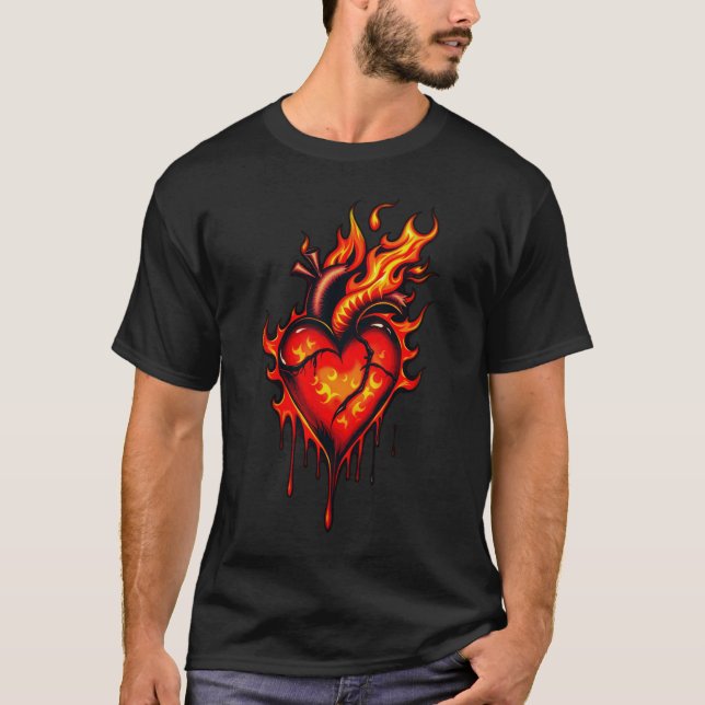 Herzflammen. T-Shirt (Vorderseite)