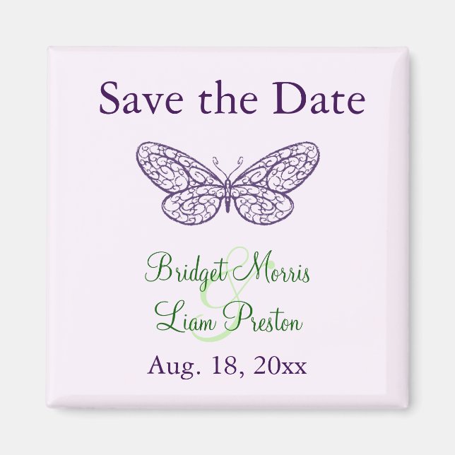 Herzflattern Save the Date Magnet lila (Vorne)