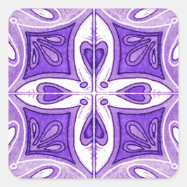 Herzfliesen Inspiriert von portugiesisch Azulejos  Quadratischer Aufkleber