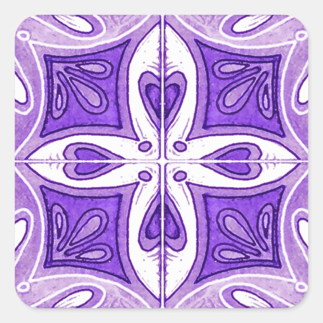 Herzfliesen Inspiriert von portugiesisch Azulejos  Quadratischer Aufkleber (Vorderseite)