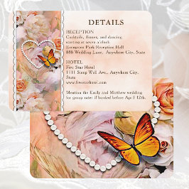 Herzflorale Rose Butterfly Hochzeitgästen Details Begleitkarte