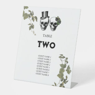 Herzflorale Skulls Hochzeit Tischnummer Sockelschild
