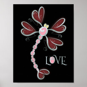 Herzflügel Dragonfly "Liebe" hübsches Design silbe Poster