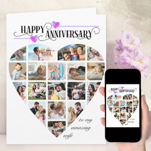 Herzform 18 Foto-Collage Hochzeitstag Karte