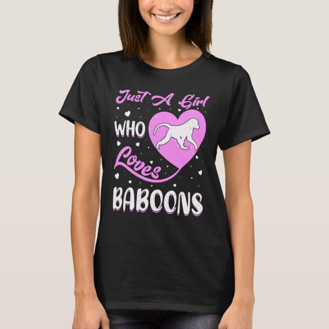 Herzform Baboon Nur ein Mädchen, das Baboons Liebe T-Shirt (Vorderseite)