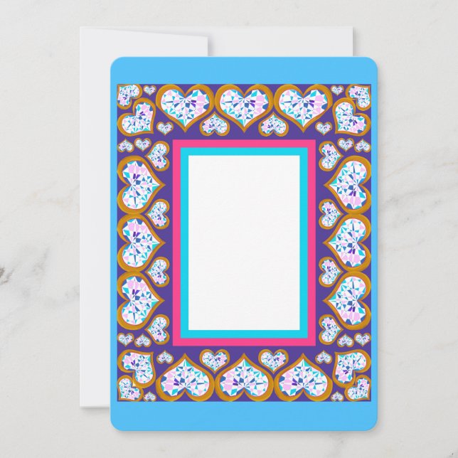 Herzform Diamanten Gold Foto Rahmen Einladung (Vorderseite)