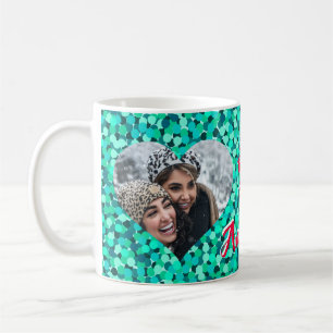 Herzform Foto Aquamarin Sparkle Kaffeetasse