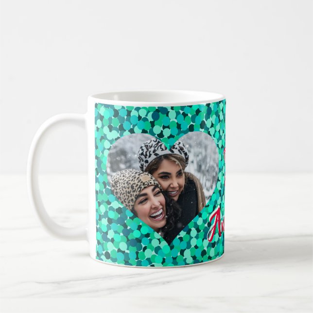 Herzform Foto Aquamarin Sparkle Kaffeetasse (Links)
