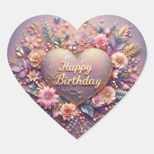 Herzform Geburtstagsticker Herz-Aufkleber (Vorderseite)