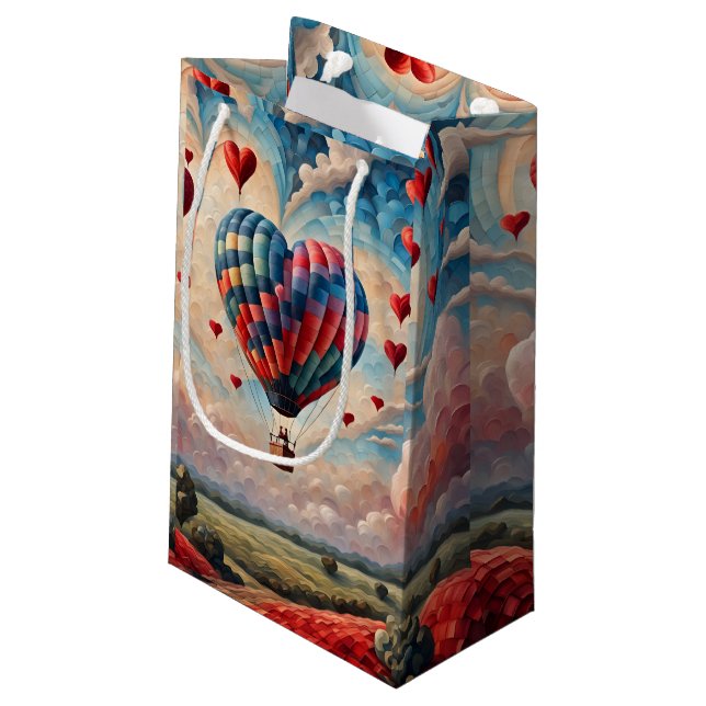 Herzform Heißluftballon Kleine Geschenktüte (Rückseite Schrägansicht)